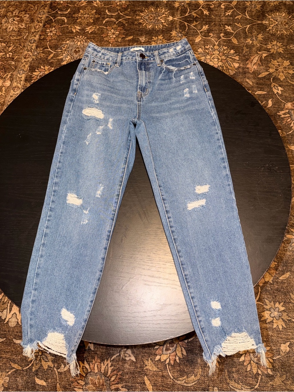 Gianni Bini Distressed Slim-Boyfriend Fit Jeans Light Wash Size 5